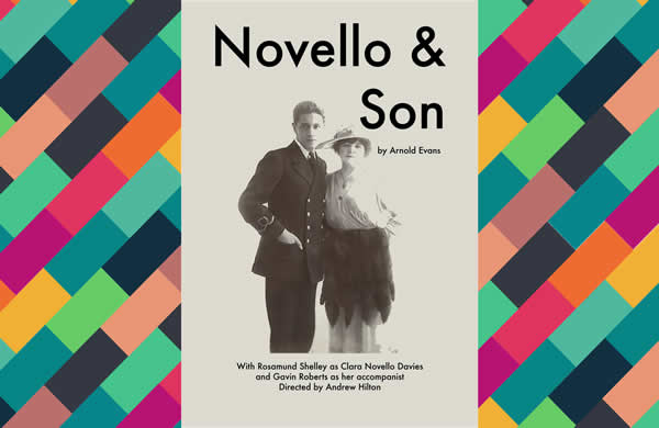 Novello & Son poster featuring sepia photo of woman and her taller son